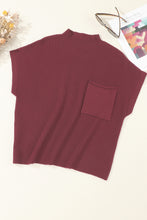 Load image into Gallery viewer, Pink Patch Pocket Ribbed Knit Short Sleeve Sweater