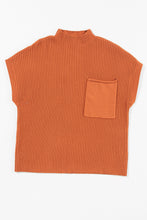 Load image into Gallery viewer, Pink Patch Pocket Ribbed Knit Short Sleeve Sweater