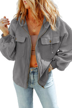 Load image into Gallery viewer, Green Flap Pockets Bishop Sleeve Zip Up Hoodie Jacket