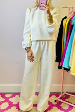Load image into Gallery viewer, Beige Textured Puff Sleeve Top and Pants Set