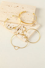 Load image into Gallery viewer, Gold Heart Geometric Knot Open Cuff Bracelet 4-piece Set