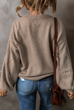Load image into Gallery viewer, Smoke Gray Plus Size Pearl Pullover Sweater