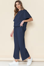 Load image into Gallery viewer, Gray Textured Loose Fit T Shirt & Drawstring Pants Set