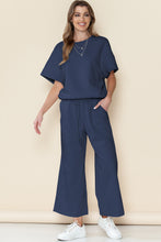 Load image into Gallery viewer, Gray Textured Loose Fit T Shirt & Drawstring Pants Set