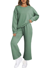 Load image into Gallery viewer, Dark Khaki Textured Loose Slouchy Long Sleeve Top and Pants Set