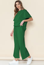 Load image into Gallery viewer, Gray Textured Loose Fit T Shirt & Drawstring Pants Set