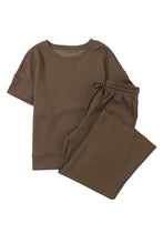 Load image into Gallery viewer, Gray Textured Loose Fit T Shirt & Drawstring Pants Set