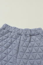Load image into Gallery viewer, Blue Quilted Textured Short Sleeve Top and Wide Leg Pants Set