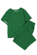 Load image into Gallery viewer, Gray Textured Loose Fit T Shirt & Drawstring Pants Set