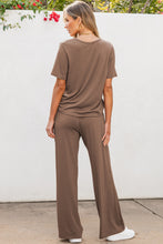Load image into Gallery viewer, Smoke Gray Solid Color T Shirt 2pcs Wide Leg Pants Set