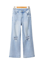 Load image into Gallery viewer, Beau Blue Vintage Light Wash Distressed Flare Jeans