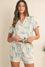 Load image into Gallery viewer, Yellow Bow Printed Short Sleeve Shirt Shorts Pajama Set