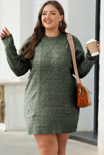 Load image into Gallery viewer, Mist Green Cable Knit Drop Shoulder Loose Fit Sweater Dress