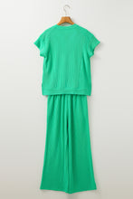 Load image into Gallery viewer, Wild Wind Solid Corded Short Sleeve T Shirt and Wide Leg Pants Set