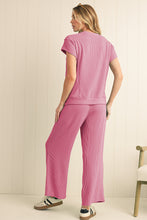 Load image into Gallery viewer, Wild Wind Solid Corded Short Sleeve T Shirt and Wide Leg Pants Set