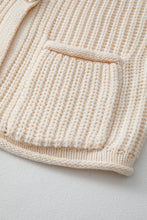 Load image into Gallery viewer, White Solid Textured Knit Side Pockets Buttoned Sweater Vest
