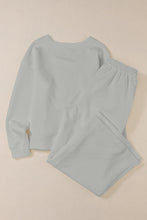 Load image into Gallery viewer, Dark Khaki Textured Loose Slouchy Long Sleeve Top and Pants Set