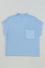 Load image into Gallery viewer, Pink Patch Pocket Ribbed Knit Short Sleeve Sweater