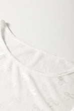 Load image into Gallery viewer, White Bow Pattern Long Sleeve Slim Fit Mesh Top