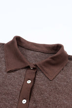 Load image into Gallery viewer, Black Ribbed Henley Shirt and Wide Leg Pants Loungewear Set