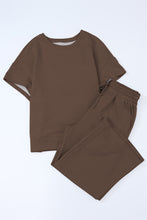 Load image into Gallery viewer, Gray Textured Loose Fit T Shirt & Drawstring Pants Set