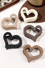 Load image into Gallery viewer, Black Simple Frosted Heart Shaped Hair Claw Clip
