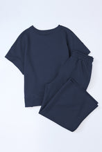 Load image into Gallery viewer, Gray Textured Loose Fit T Shirt & Drawstring Pants Set
