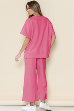 Load image into Gallery viewer, Gray Textured Loose Fit T Shirt & Drawstring Pants Set