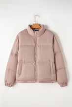Load image into Gallery viewer, Apricot Pink Full Zipper Quilted Puffer Jacket
