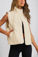 Load image into Gallery viewer, Black Quilted High Neck Button Up Pocket Vest Coat
