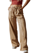 Load image into Gallery viewer, Smoke Gray Exposed Seam Drawstring High Waist Wide Leg Pants
