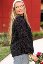 Load image into Gallery viewer, Black Plus Size Leopard Print Frill Notch V Neck Blouse
