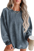 Load image into Gallery viewer, Pink Solid Ribbed Round Neck Pullover Sweatshirt
