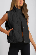 Load image into Gallery viewer, Black Quilted High Neck Button Up Pocket Vest Coat
