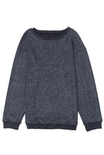 Load image into Gallery viewer, Pink Solid Ribbed Round Neck Pullover Sweatshirt
