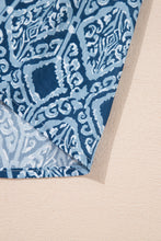 Load image into Gallery viewer, Sky Blue Ethnic Geometric Print Frill Neck Loose Fit Blouse
