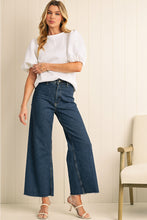 Load image into Gallery viewer, White Solid Textured O Neck Puff Sleeve Blouse
