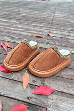 Load image into Gallery viewer, Black Contrast Edge Suede Plush Lined Thick Sole Winter Slippers
