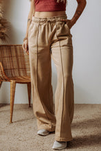 Load image into Gallery viewer, Smoke Gray Exposed Seam Drawstring High Waist Wide Leg Pants
