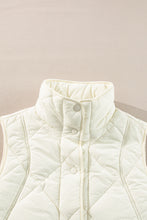Load image into Gallery viewer, Black Quilted High Neck Button Up Pocket Vest Coat
