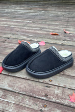 Load image into Gallery viewer, Black Contrast Edge Suede Plush Lined Thick Sole Winter Slippers
