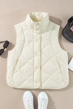 Load image into Gallery viewer, Black Quilted High Neck Button Up Pocket Vest Coat
