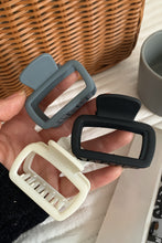 Load image into Gallery viewer, Black Square Frosted Rectangle Hair Clip
