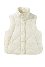 Load image into Gallery viewer, Black Quilted High Neck Button Up Pocket Vest Coat
