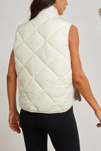 Load image into Gallery viewer, Black Quilted High Neck Button Up Pocket Vest Coat
