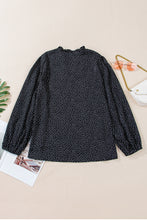 Load image into Gallery viewer, Black Plus Size Leopard Print Frill Notch V Neck Blouse
