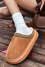 Load image into Gallery viewer, Black Contrast Edge Suede Plush Lined Thick Sole Winter Slippers
