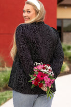Load image into Gallery viewer, Black Plus Size Leopard Print Frill Notch V Neck Blouse
