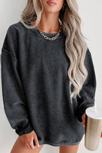 Load image into Gallery viewer, Pink Solid Ribbed Round Neck Pullover Sweatshirt
