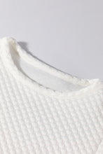 Load image into Gallery viewer, White Solid Textured O Neck Puff Sleeve Blouse

